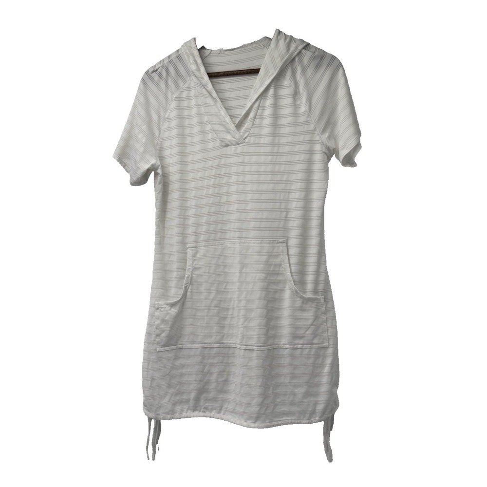 Free Country S Hooded Tunic Beach Coverup White Short Sleeve swimming resort